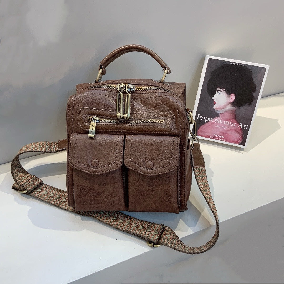 Lambskin Multi-functional Casual Backpack Handbag