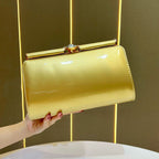 Elegant White Glossy Clutch Shoulder Bag