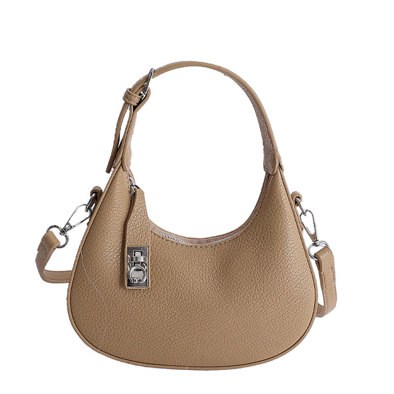 Soft Textured Vegan Leather Crescent Bag