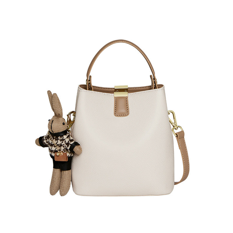 Premium Leather Bucket Crossbody Handbag