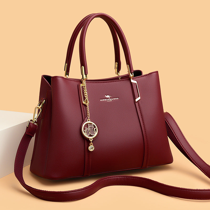Ladies Soft Leather Tote Crossbody Handbag
