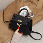 Women's Croc Embossed Genuine Leather Mini Handbag