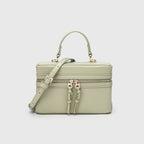 Canvas Leather Mini Box Crossbody Handbag