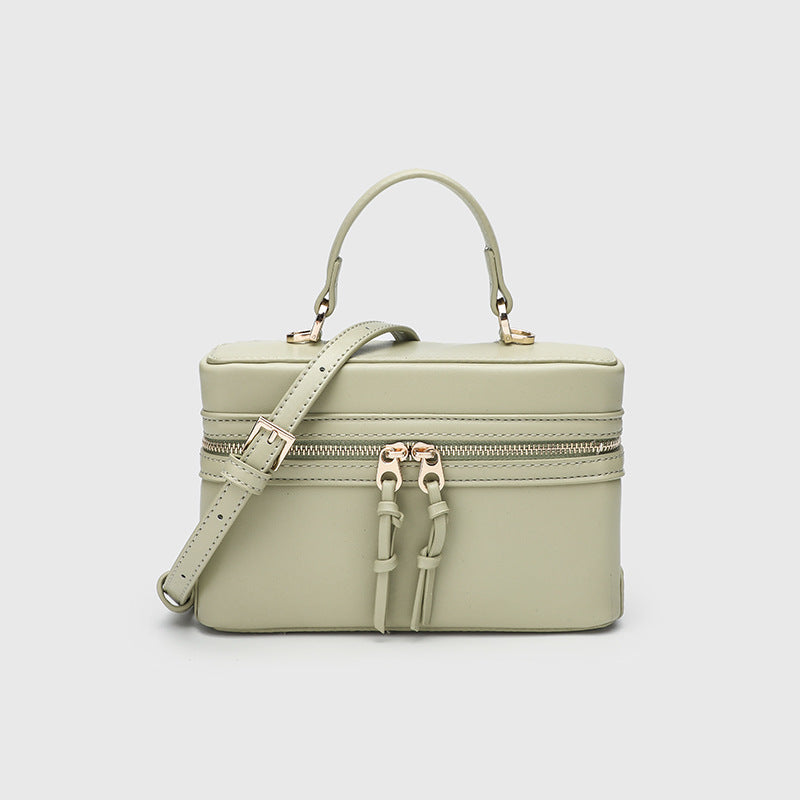 Canvas Leather Mini Box Crossbody Handbag