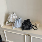 Stylish Polka Dot Drawstring Handbag