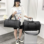 Quilted Leather Travel Duffel Bag Shoe Compartment