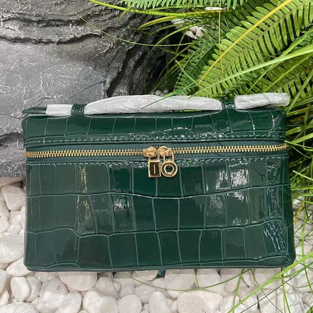 White Croc Embossed Leather Crossbody Bag