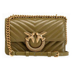 Genuine Leather Quilted Love Birds Crossbody Bag