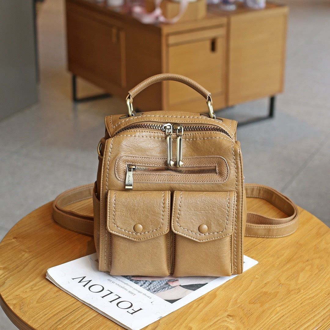 Lambskin Multi-functional Casual Backpack Handbag