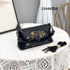 Floral Embossed Soft Leather Shoulder Bag
