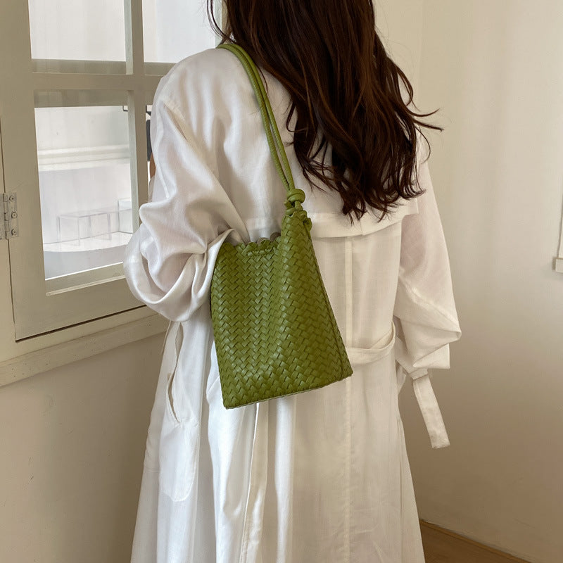 Lightweight Woven Bucket Crossbody Bag