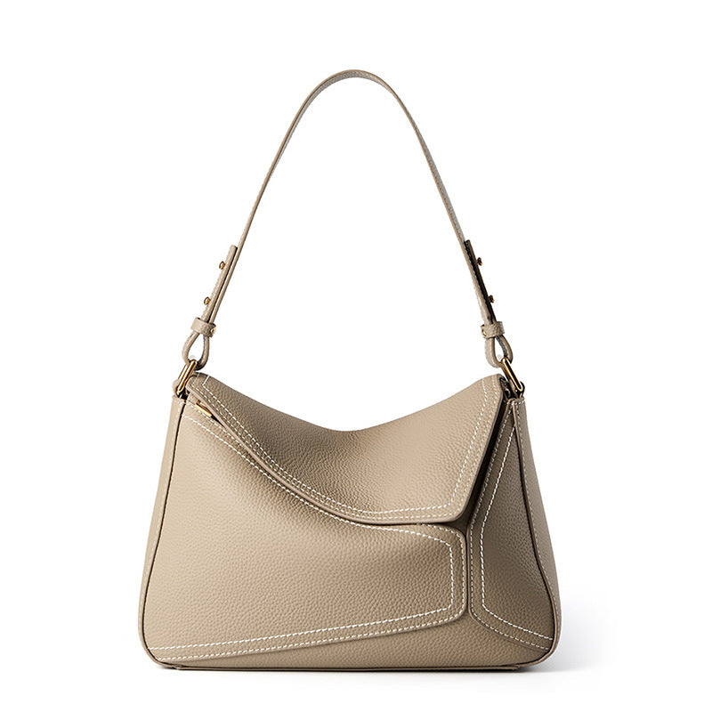 Ladies Cowhide Geometric Shoulder Crossbody Bag