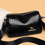Crocodile Embossed Soft Leather Crossbody Bag