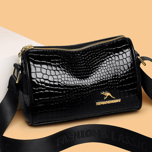 Crocodile Embossed Soft Leather Crossbody Bag