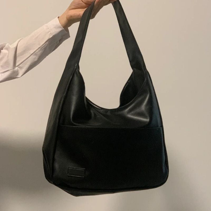 Soft Vegan Leather Large Shoulder Bag