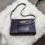 Black Genuine Leather Shoulder Bag Manhattan Style