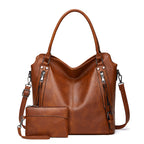 Women's Vintage Faux Leather Tote Handbag