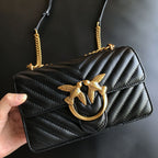 Genuine Leather Quilted Love Birds Crossbody Bag