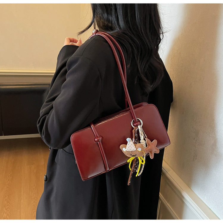 Retro Versatile Faux Leather Shoulder Handbag Women