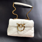 Genuine Leather Quilted Love Birds Crossbody Bag