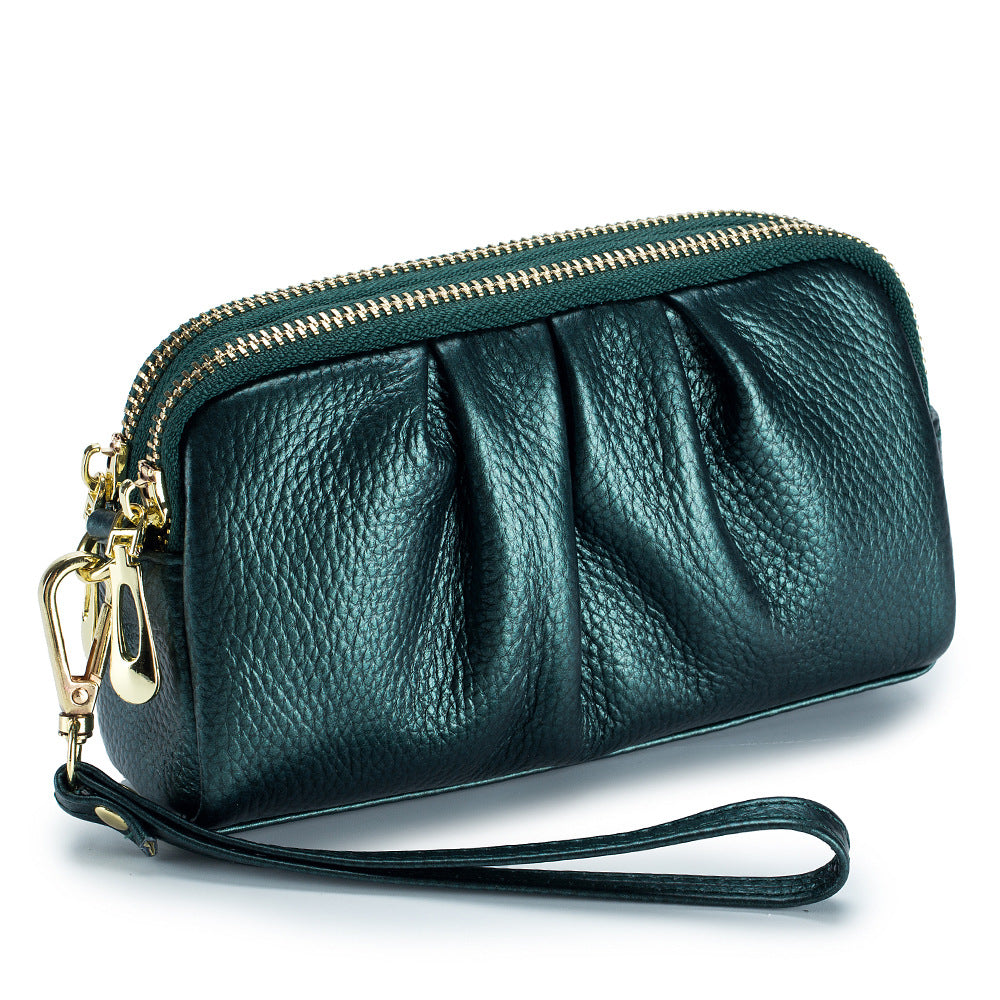 Genuine Leather Women's Wristlet Clutch Wallet