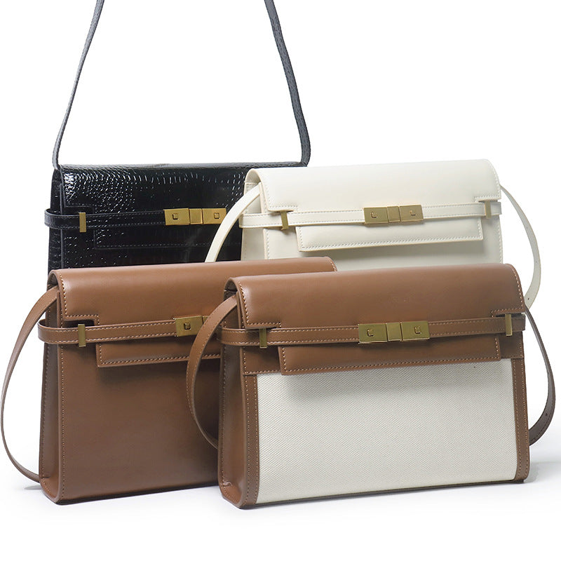 Black Genuine Leather Shoulder Bag Manhattan Style