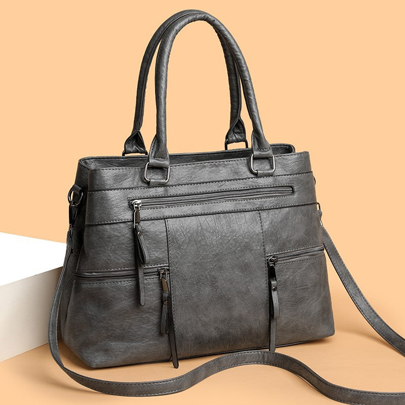 Soft Synthetic Leather Multi-Pocket Tote Bag