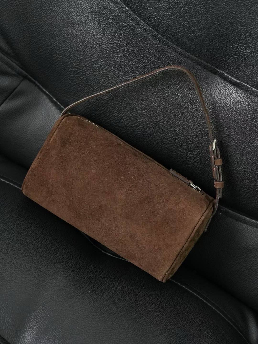 Top Grain Leather Cylindrical Crossbody Shoulder Bag