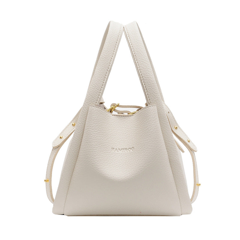 Soft Faux Leather Bucket Tote Bag