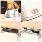 Genuine Leather Croc Embossed Shoulder Handbag