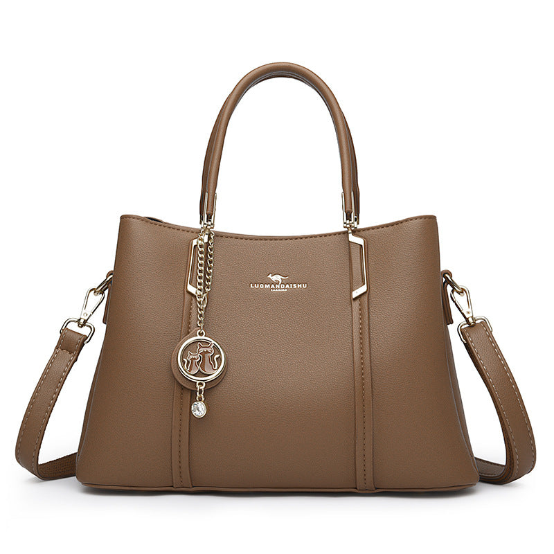 Ladies Soft Leather Tote Crossbody Handbag