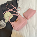 Soft Leather Bucket Bag Set Tote Shoulder