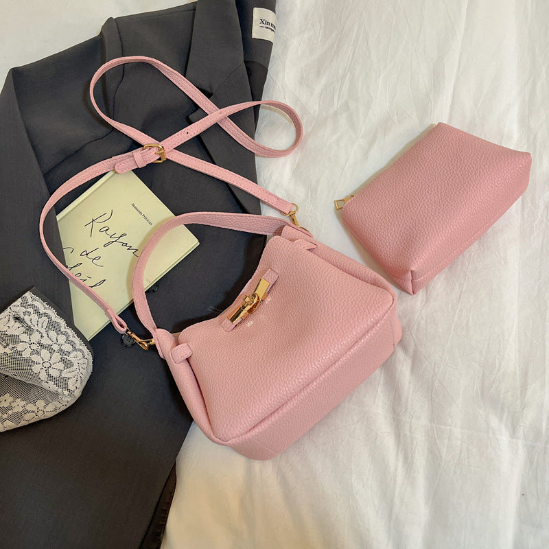 Soft Leather Bucket Bag Set Tote Shoulder