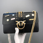 Genuine Leather Quilted Love Birds Crossbody Bag