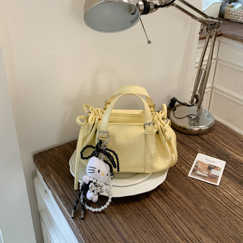 Soft Leather Pleated Handbag Shoulder Crossbody Bag