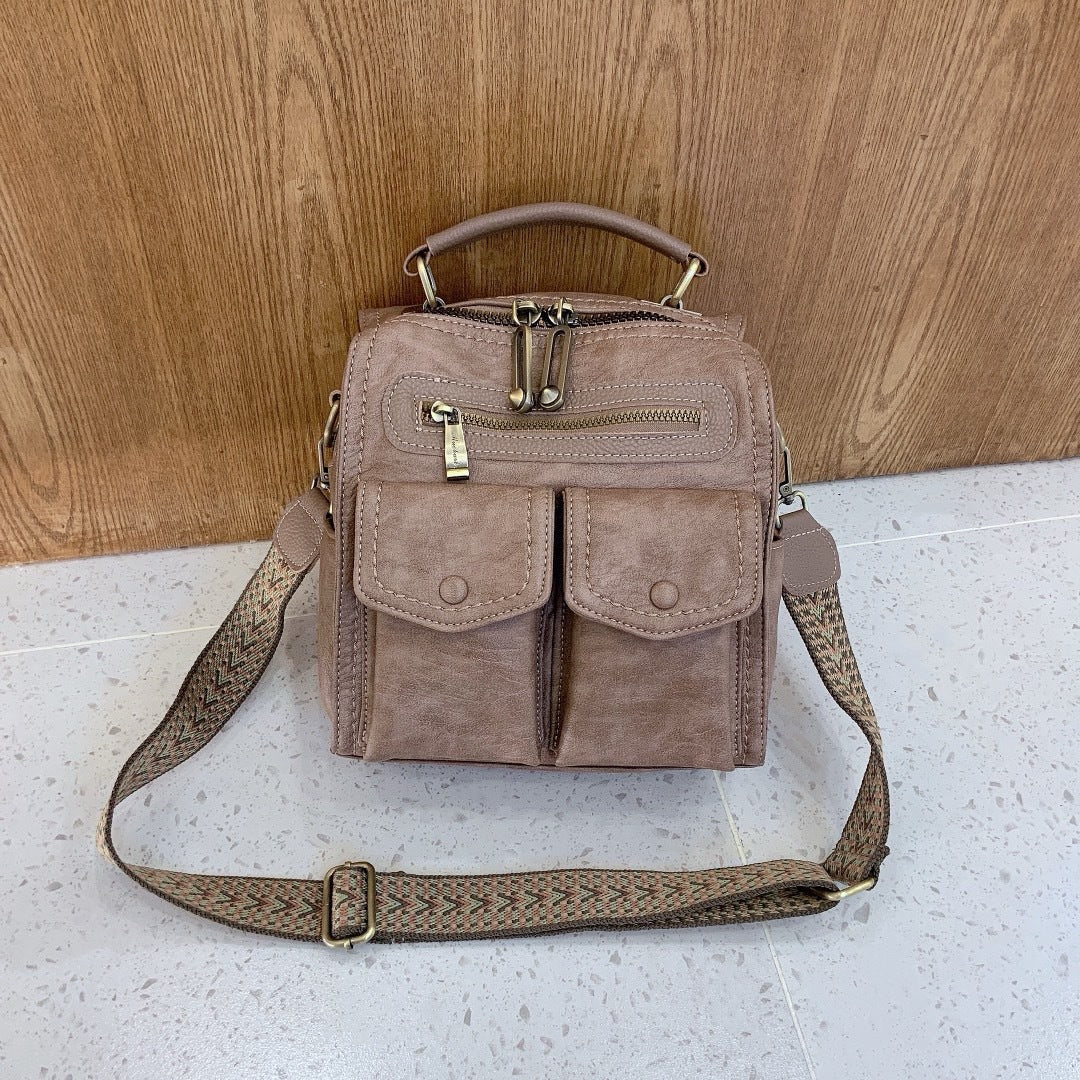 Lambskin Multi-functional Casual Backpack Handbag