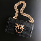 Genuine Leather Quilted Love Birds Crossbody Bag