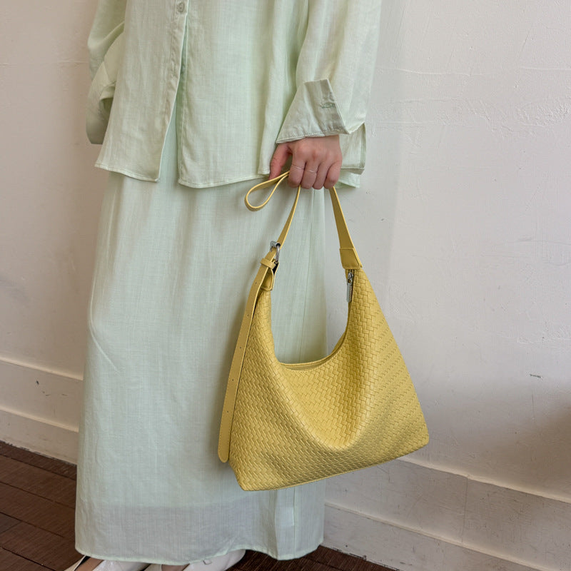Fashion Woven Soft Leather Shoulder Tote Bag