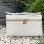 White Croc Embossed Leather Crossbody Bag