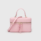 Canvas Leather Mini Box Crossbody Handbag