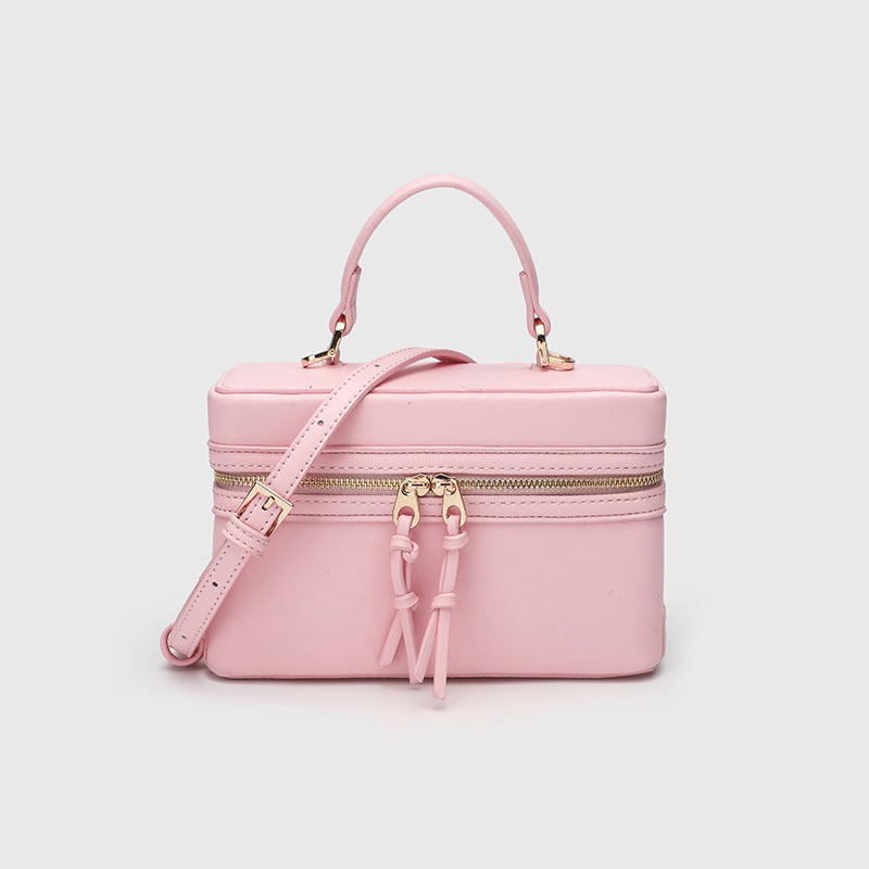 Canvas Leather Mini Box Crossbody Handbag