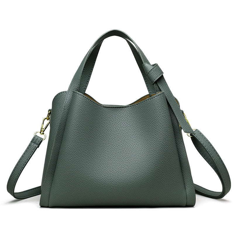 Elegant Soft Leatherette Bucket Crossbody Handbag