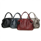 Black Leather Patchwork Shoulder Crossbody Handbag