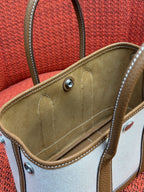 Mini Canvas Leather Garden Tote Handbag