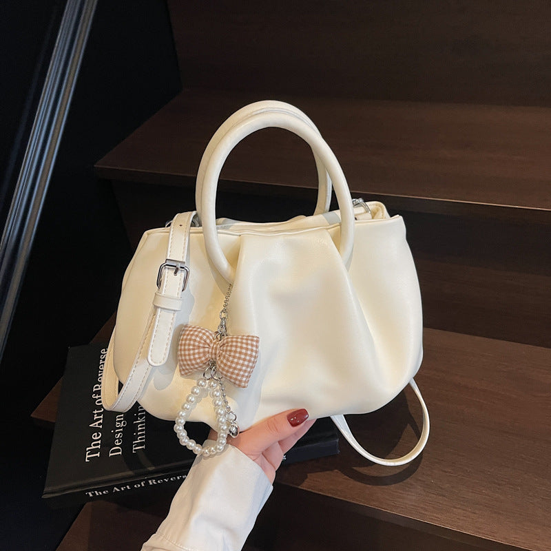 Elegant Pleated Soft Leather Shoulder Handbag
