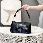 Floral Embossed Soft Leather Shoulder Bag