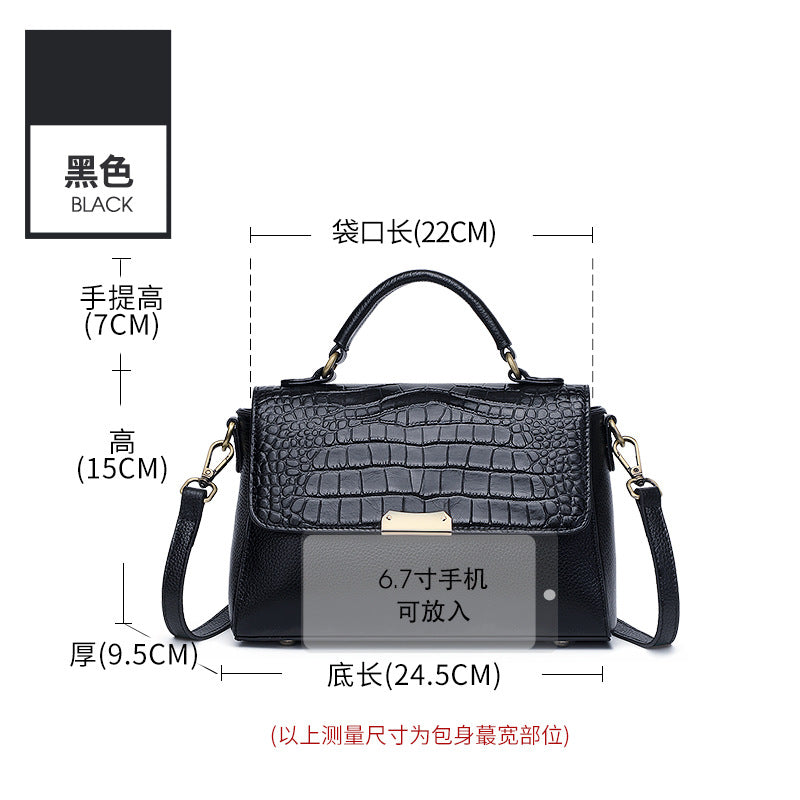 Genuine Leather Croc Embossed Handbag