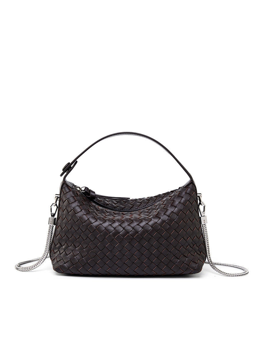 Lambskin Woven Hobo Shoulder Crossbody Bag