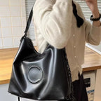 Soft Leatherette Chain Shoulder Tote Bag