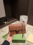 Women's Textured Leather Chain Crossbody Bag